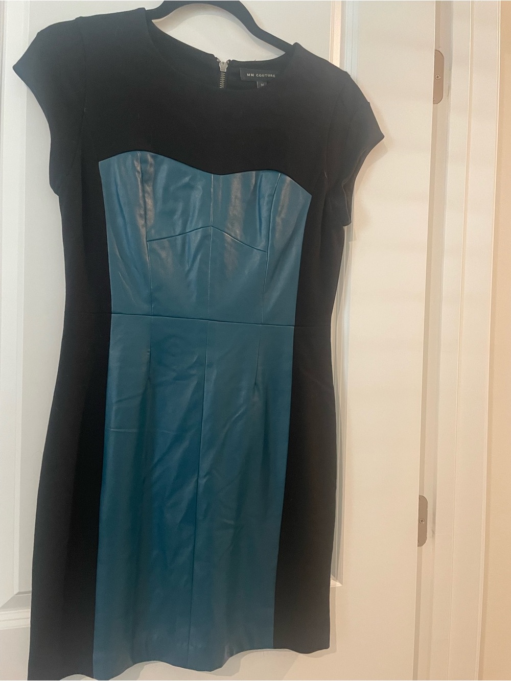 MM Couture Black Dress with Teal Panel